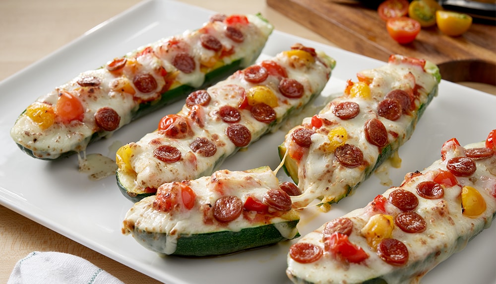 Air Fry Zucchini Pizza Boats