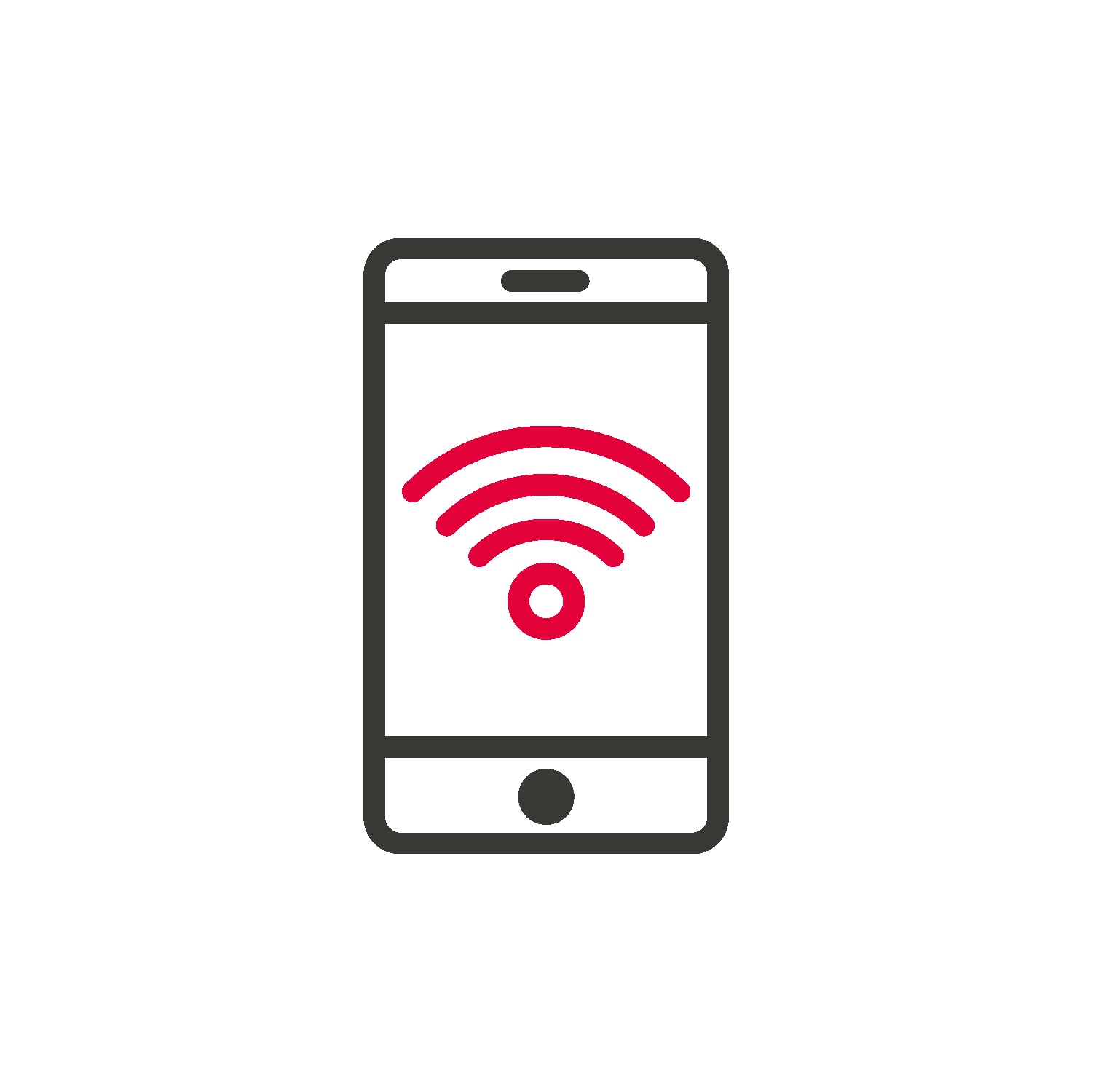 Icon of a phone connecting to Wifi 