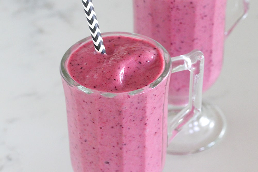 Delicious berry smoothie in a glass.